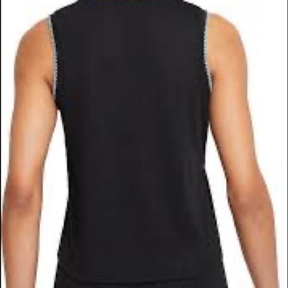 NEW Nike Tank Top Yoga Black Crochet Trim Dri-Fit Loose Fit Women's Size Large - Picture 4 of 10